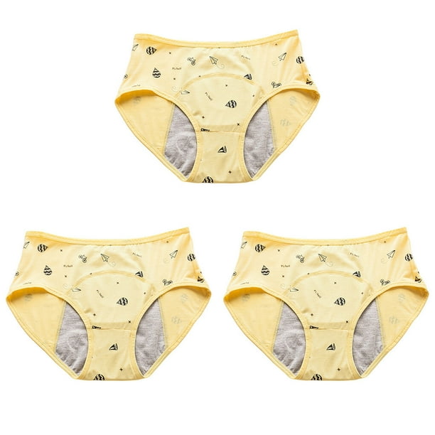 Cartoon Girls' Period Panties Physiological Menstrual Underwear Briefs  Panties Leakproof Lingerie Breathable Soft For Daughter Female Yellow S