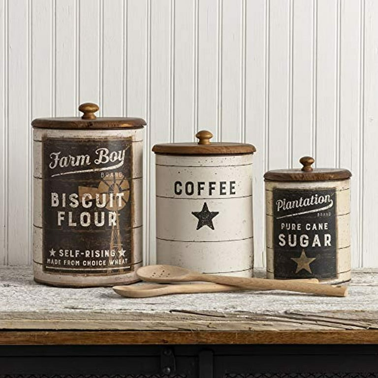 Farmhouse Antique Painted Tin Sugar or Flour Container