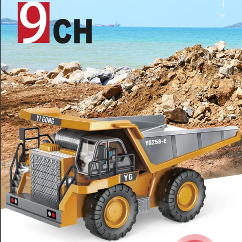 TZDZRC 1047 Children 2.4G, 9CH Remote Control Model Car Toys Dump Truck Vehicle Christmas Birthday Gifts, 1 Battery