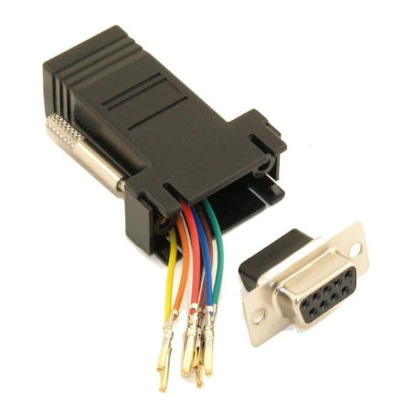 DB9-Female to RJ45 (8 wire) RS232 Modular Adapter, Black