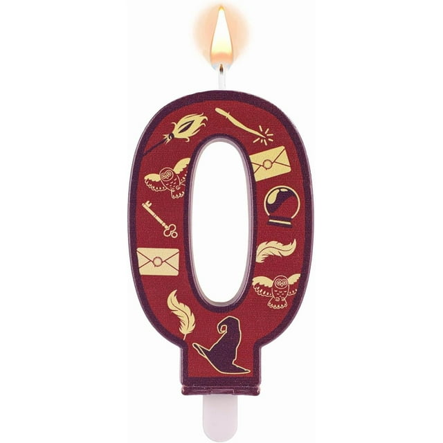 Magic Wizard Theme Birthday Candles, Magic Theme Number Candle Wizard Hat Magical Wand Owl Film Theme Birthday Number Candle Wizard Theme Cake Topper for Kids Magic Theme Parties (Number 0)