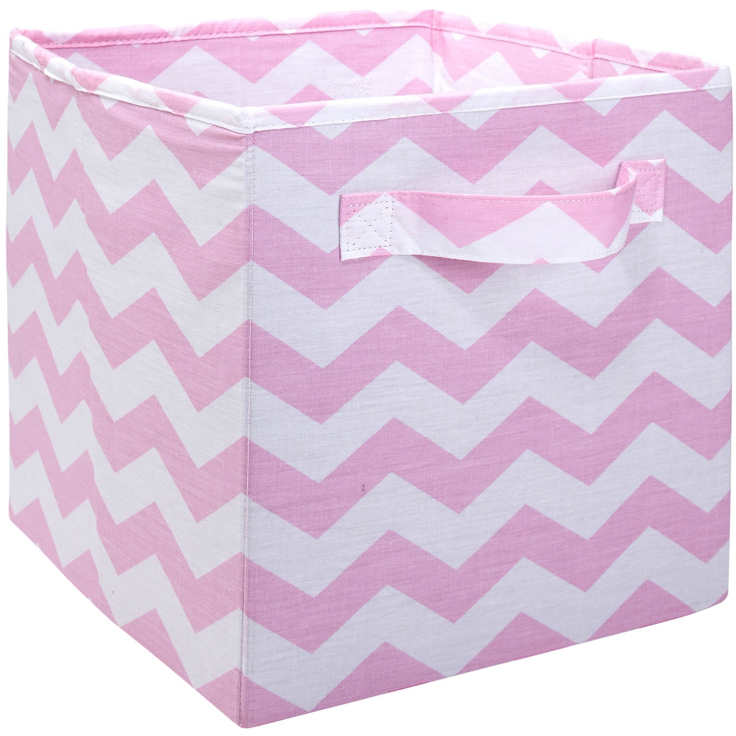 Little Love by NoJo Infant Collapsible Fabric and Plastic Storage Bin, Pink and White