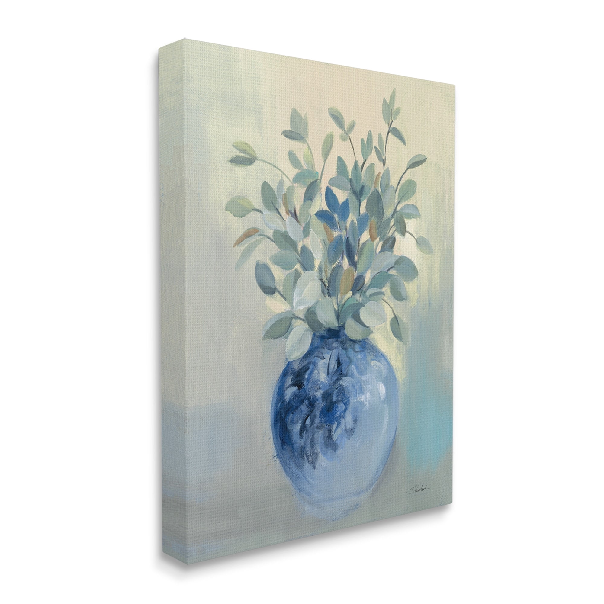 Stupell Industries Wild Botanicals Plant Sprigs Rounded Blue Bowl,16 x 20, Design by Silvia Vassileva