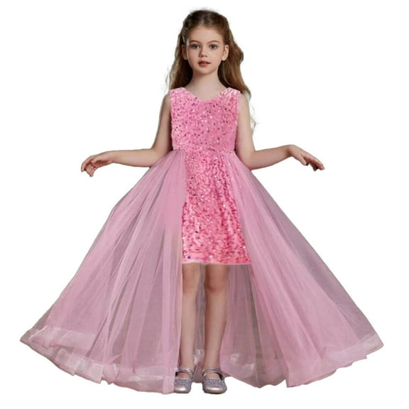 Petal Princesses 3-10 Years Girls Sequin Evening Gown Kids Fashion Party Dress