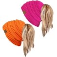 thumbnail image 1 of HSHDLDF Ponytail Messy Bun BeanieTail Women's Beanie Solid Ribbed Hat Cap, 1 of 6