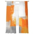thumbnail image 7 of Burnt Orange Grey Sheer Curtains 84 Inch Length 2 Panels Set, Modern Geometric Oil Painted Abstract Voile Window Treatment Rod Pocket Curtains Sheers Drapes for Bedroom/Living Room/Kitchen 52"x84"x2, 7 of 7