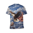 thumbnail image 2 of LAOLIUSN Funny USA Bald Eagle T-Shirt American Flag Style Graphic Tee Shirt，S-4XL, 2 of 7