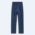 thumbnail image 5 of Baby Boy Pants Kids Teen Boys' Plaid Prints Flat Front Dress Pants Adjustable Waist School Outfits Pants Navy 2 Years-3 Years, 5 of 6