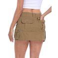 thumbnail image 4 of HDE Women's Micro Mini Mid Rise Cargo Skirt with Pockets Khaki XL, 4 of 6