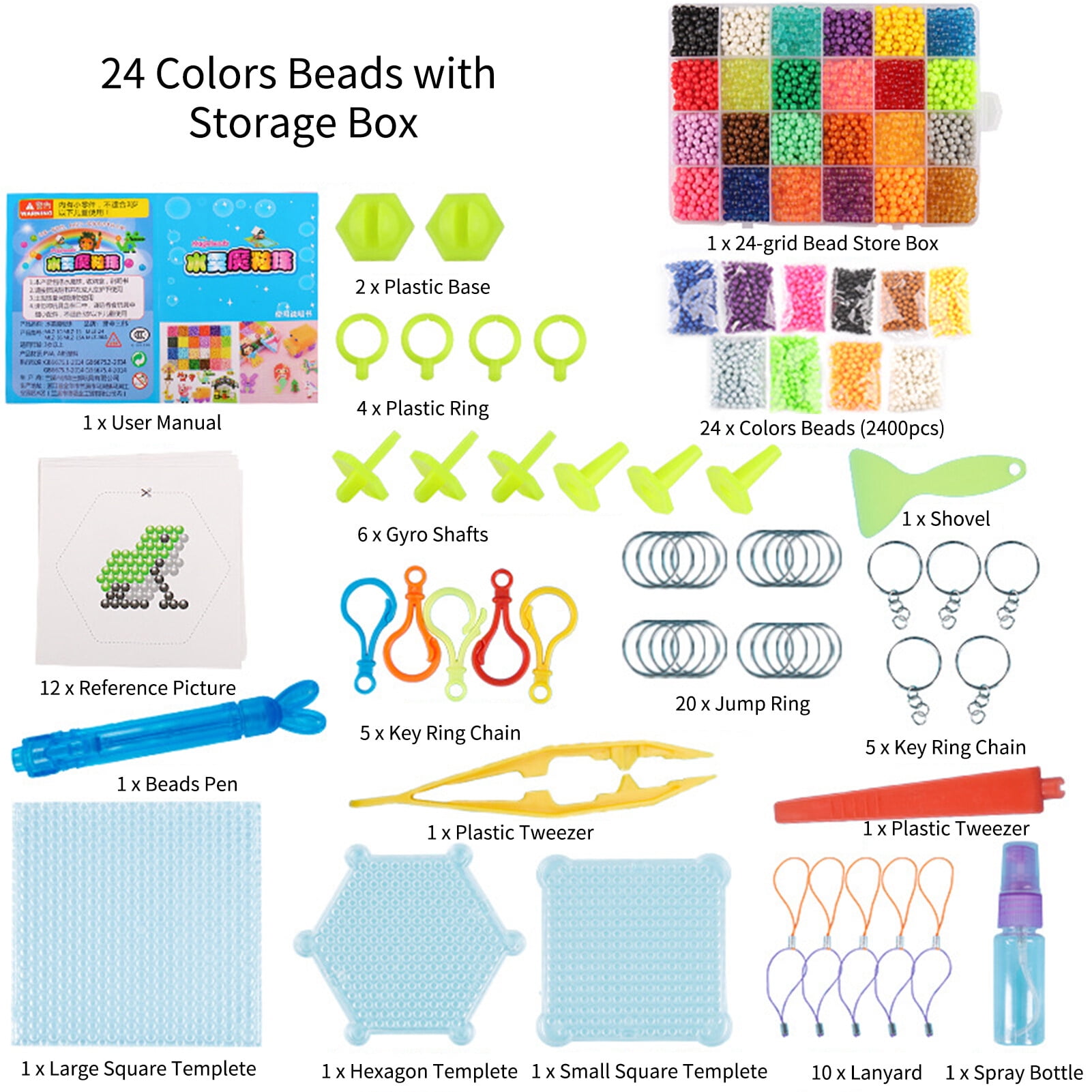 Perle d'acqua La Manuli - 3300 pezzi, 24 colori, set