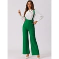 thumbnail image 4 of DARING DIVA Women's Casual Office Adjustable Straps Wide Leg Overalls L Dark Green, 4 of 6