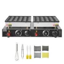 1800W Commercial Electric Poffertjes Pan, 50PCS Mini Dutch Pancake Maker, Dual Temp & Time Control, Non-stick Stainless Steel Dorayaki Baker for Restaurant Breakfast Dessert Kitchen