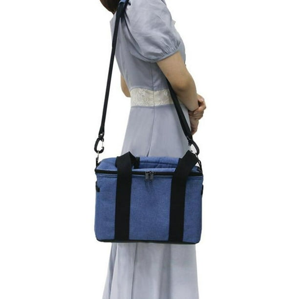 Bolsa grande de tela Oxford con aislamiento para alimentos, bolsa térmica para transporte de frío y calor, bolso de mano para exteriores, senderismo, Azul Baoblaze Bolsas Térmicas Geniales