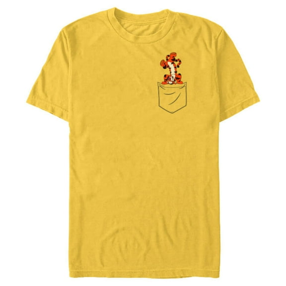 Disney Winnie the Pooh Tigger in My Pocket - Short Sleeve Blended T-Shirt for Adults - Customized-Yellow