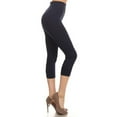 thumbnail image 3 of Women Capri Strechy Leggings Tights Slimming Seamless Pants, Navy Blue, Plus Size, 3 of 4