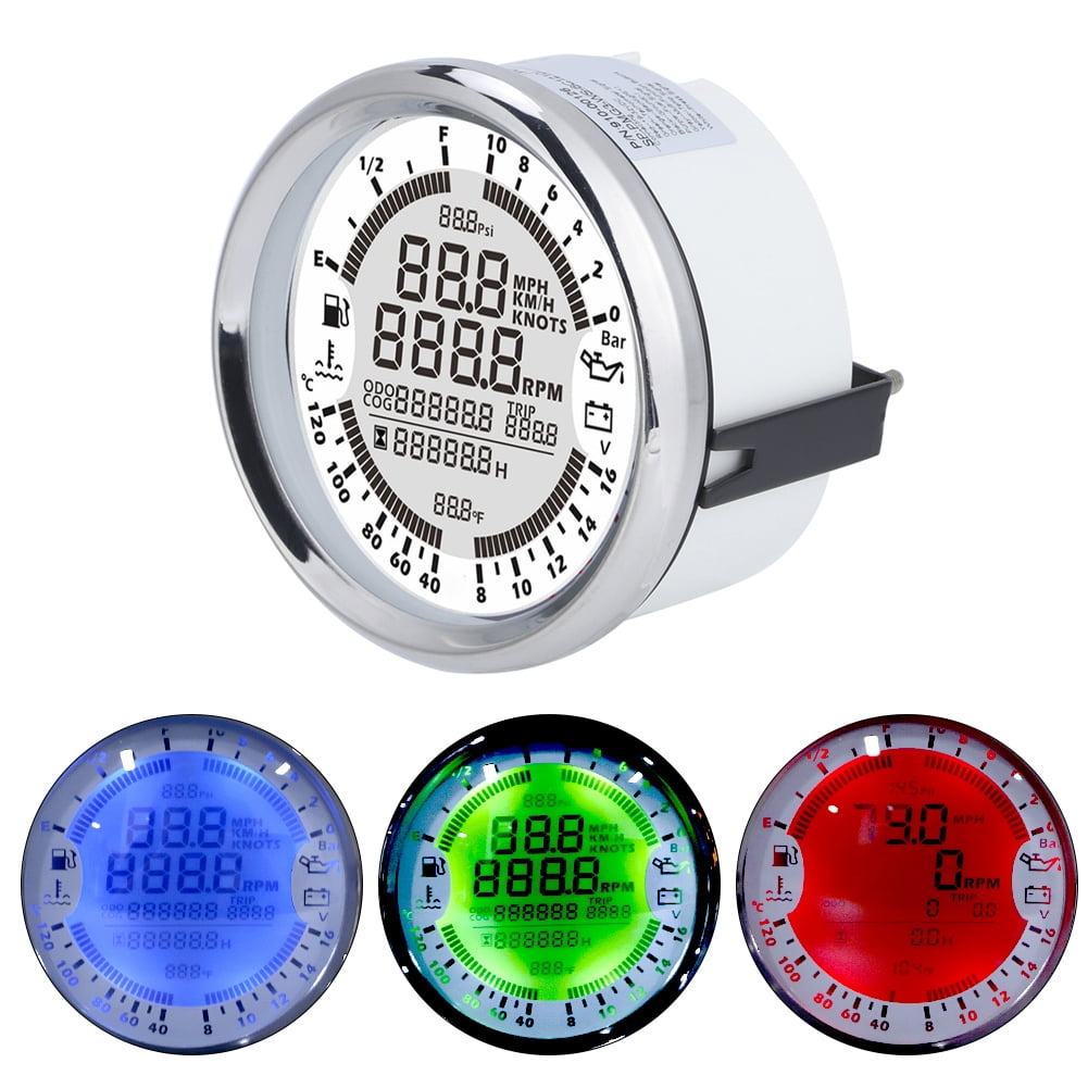 85mm Digital GPS Speedometer Tachometer 6in1 MultiFunction Gauge Pressure 10Bar Car & Truck