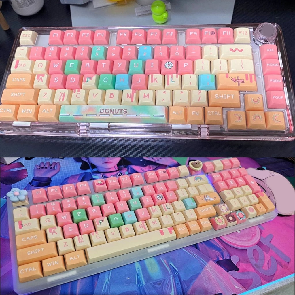 AOOOWER 127PCS XDA Lovely Color Theme PBT Keycaps for Mechanical Keyboards For Gaming and Office Workstations