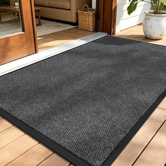 PPOSFPH 3' x 4' Non-Slip Door Mat, Heavy Duty Indoor Outdoor Entrance Mat, for Commercial & Home Use, Grey