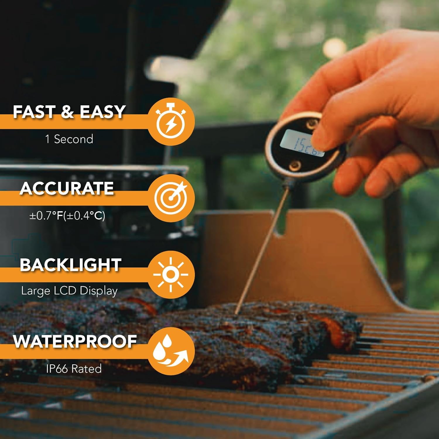 ChefsTemp Pocket Pro Instant Read Meat Thermometer for Grilling, Food, BBQ, Kitchen Cooking, Oil Deep Frying & Candy (Nobility Blue)