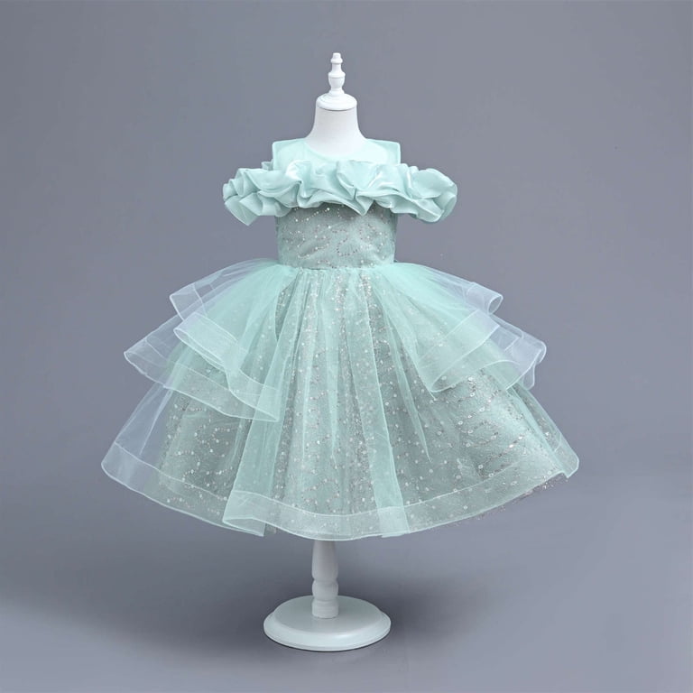 RIJOPUTY Teen Dress Green Velvet Dress Girls Girl Formal Dress 7 Year Old  Girl Clothes 1 Year Clothes Girl Girls Clothing Sets Girls Clothes 4t 12  Month Clothes Dance Clothes for Girls