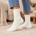 thumbnail image 2 of MKOSPLRT Winter Warm Home Sleeping Socks for Ladies White Plush Thick Flannel Fleece Mid‑Calf Floor Socks Cozy Fluffy Casual House Socks Night Rest Indoor Lounging, 2 of 8