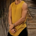 thumbnail image 6 of Sakmal Crew Neck Mens Tank Tops Yellow Yellow Breathable Camisole Solid Beach Knit Sleeveless Shirts for Men, 6 of 6
