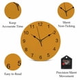 thumbnail image 5 of Wall Clock Solid Color Clocks PVC Silent Non-Ticking Battery Operated Decorative Dark Yellow Round Clock for Home Living Room Kitchen Bedroom Office School Wall Decor 14 Inch, 5 of 9