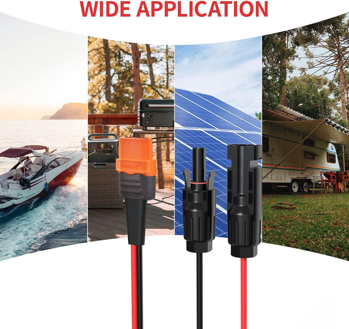 12AWG 10FT Solar to XT60i Cable 2 10 25 35 50 75 100FT Solar Connector to XT60i Adapter Cable for Portable Power Station (10FT)