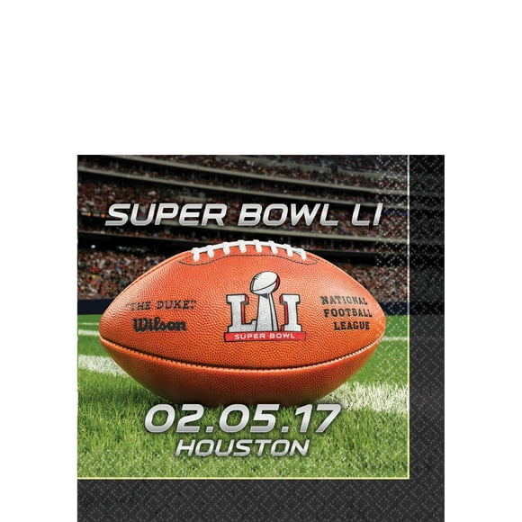 Super Bowl LI 51 NFL Stadium Football Square Paper Beverage Napkins, 16 CT, 10in