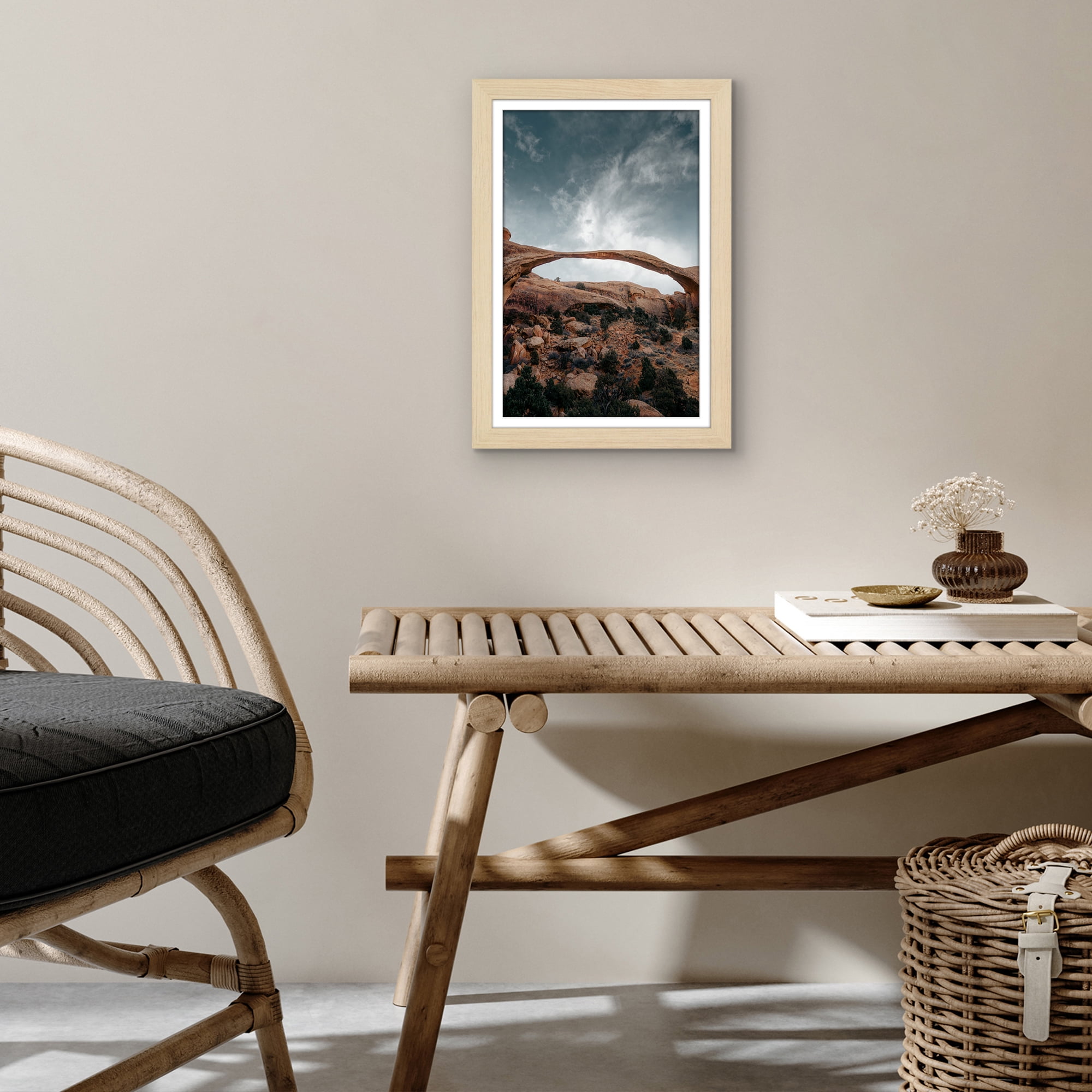 Americanflat 12x18 Poster Frame with Shatter-Resistant Glass with 11x17 Mat Display Photo Hudson - Natural Oak