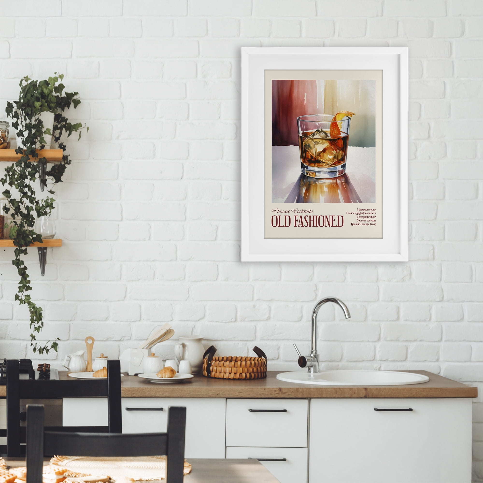 Stupell Industries Old Fashioned on Surface White Framed Print Under Glass, design by Andreas Magnusson