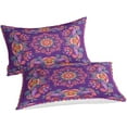 thumbnail image 2 of LAICAIW Ensemble de Housse de Couette Boho 3 Pcs, Motif Floral Mandala Léger, Violet, Format Jumeau, 2 of 7