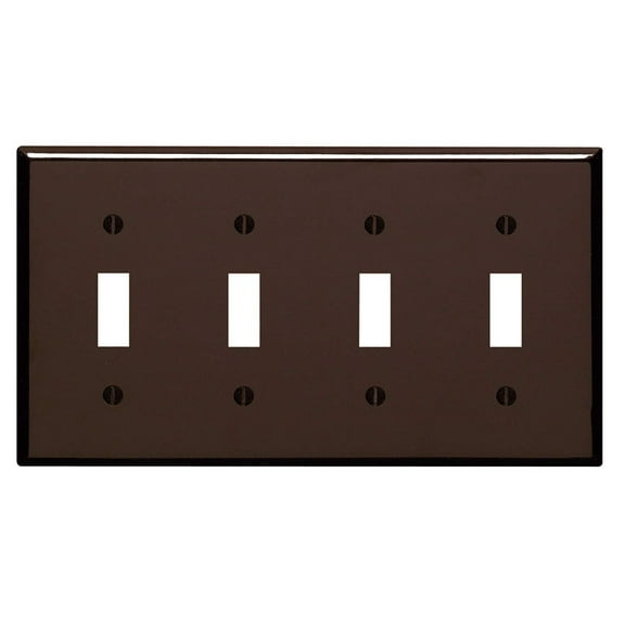Leviton 85012 4-Gang Toggle Device Switch Wallplate, Standard Size, Thermoset, Device Mount, Brown