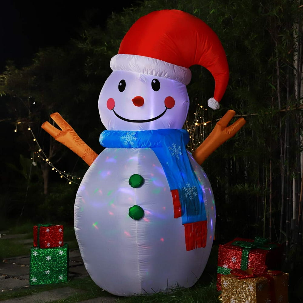 6ft Height Christmas Inflatable LED Lighted Snowman with Scarf and