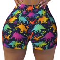 thumbnail image 2 of Picia Colorful Dinosaur Printed Workout Shorts for Women Seamless Scrunch Butt Lifting High Waisted Yoga Gym Booty Running Moisture-wicking Short Pants-Small, 2 of 9
