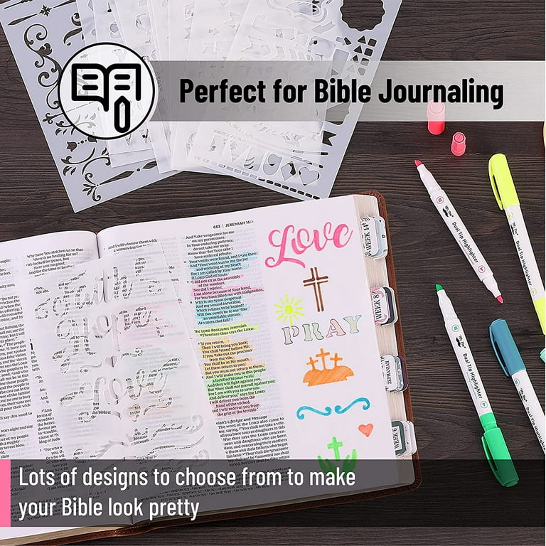 Mr. Pen- Bible Journaling Stencil, 4.2 x 7 Inch, 14 Sheets, Stencil Set,  Journal Stencils, Planner Stencils, Plastic Stencils, Stencils for  Journaling, Journaling Stencils, Stencils for Planners 