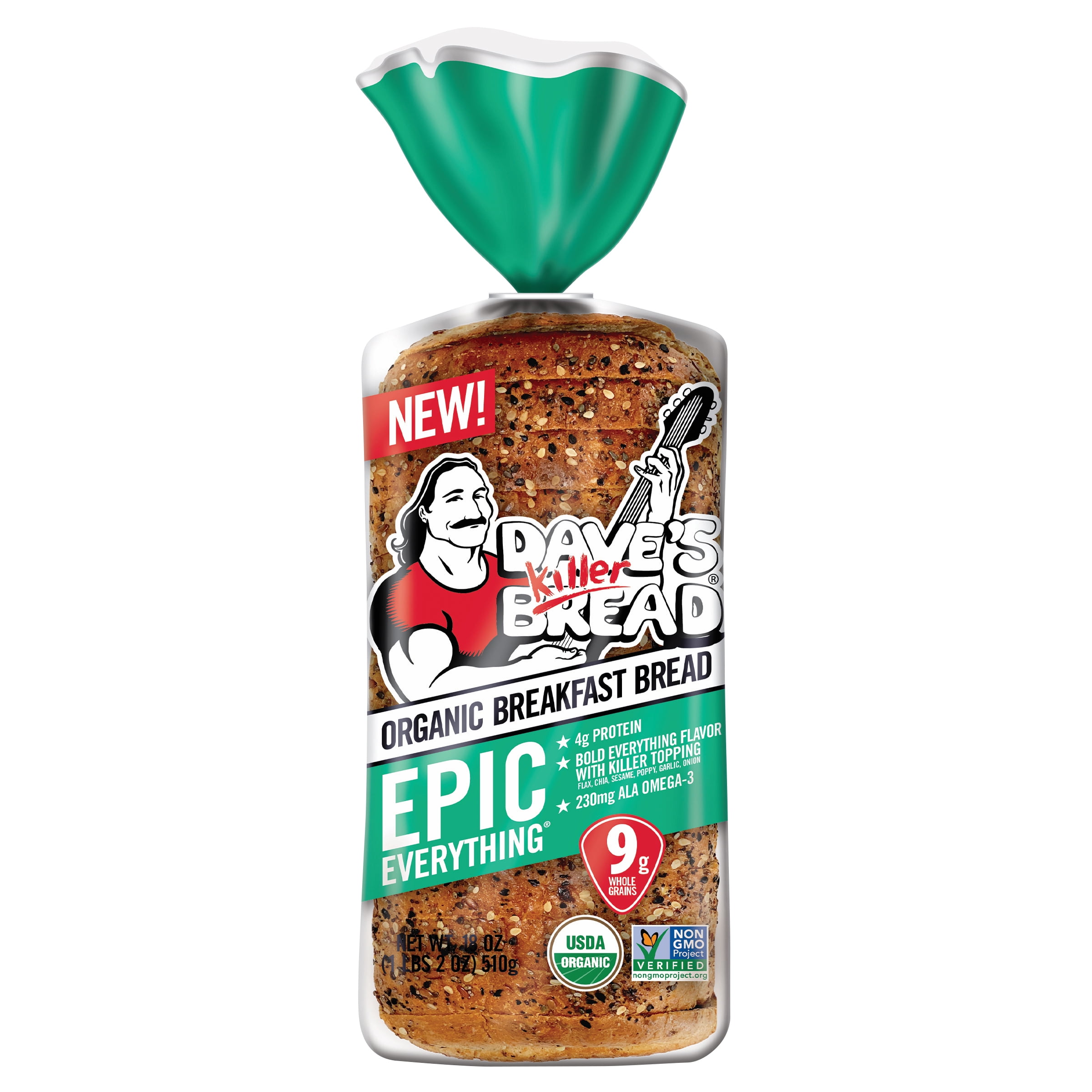 Dave's Killer Bread Epic Everything Organic Breakfast Bread, Everything Organic Bread, 18 oz Loaf