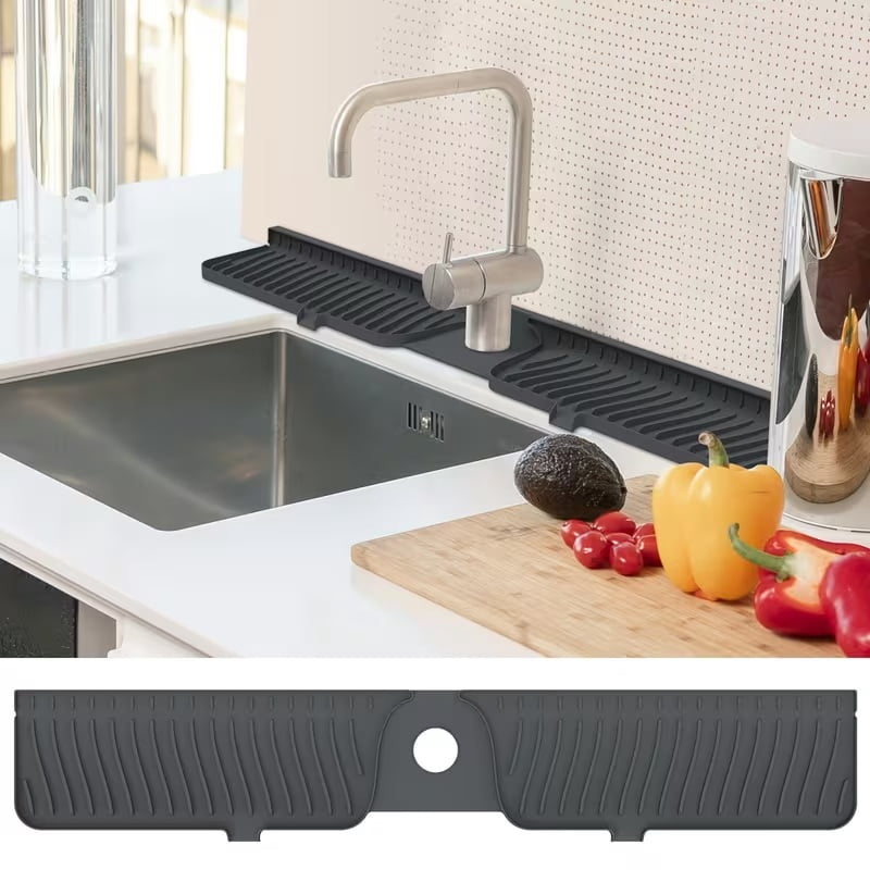30 Inch Anti-Splash Sink Mat - Silicone Faucet Drip Tray for Kitchen Bathroom, Anti-Drip Sink Mat, Drip Collector Mat