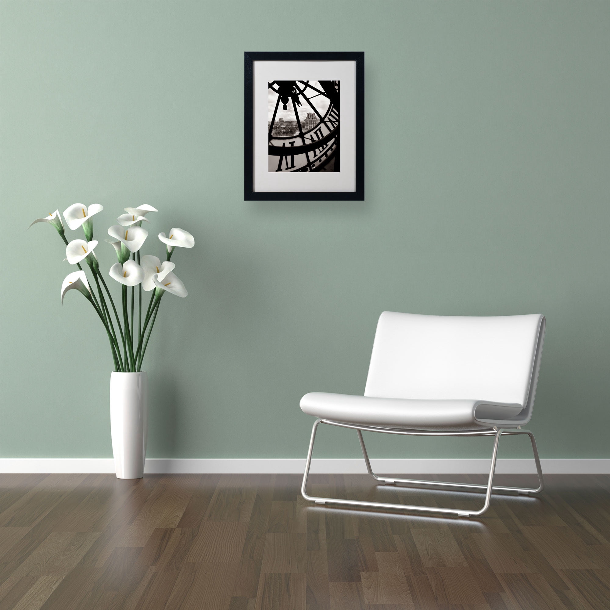 Matted art under acrylic in a black frame