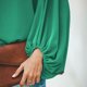 thumbnail image 5 of Blusa de manga larga para mujer Camisas con cuello en V Blusas de manga de obispo sueltas casuales de color puro, 5 of 7