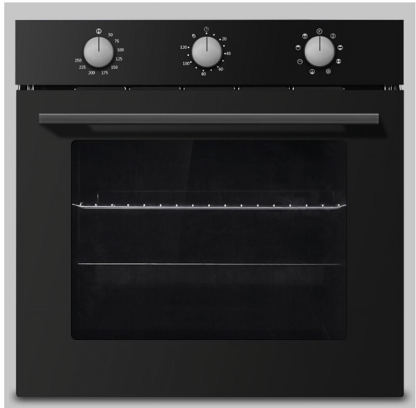 Single Wall Oven 24" Built-In Electric Ovens With Mechanical Knobs Control, 70L, 3000W, 8 Baking Modes, With Air Frying Function, 3D Surround Heating With Double-Layered Glass Door