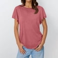 thumbnail image 2 of Summer Fashion Oversize Shirts for Womens 2025 Casual Short Sleeve Solid Color Ladies Round Neck Top Blouse, 2 of 8