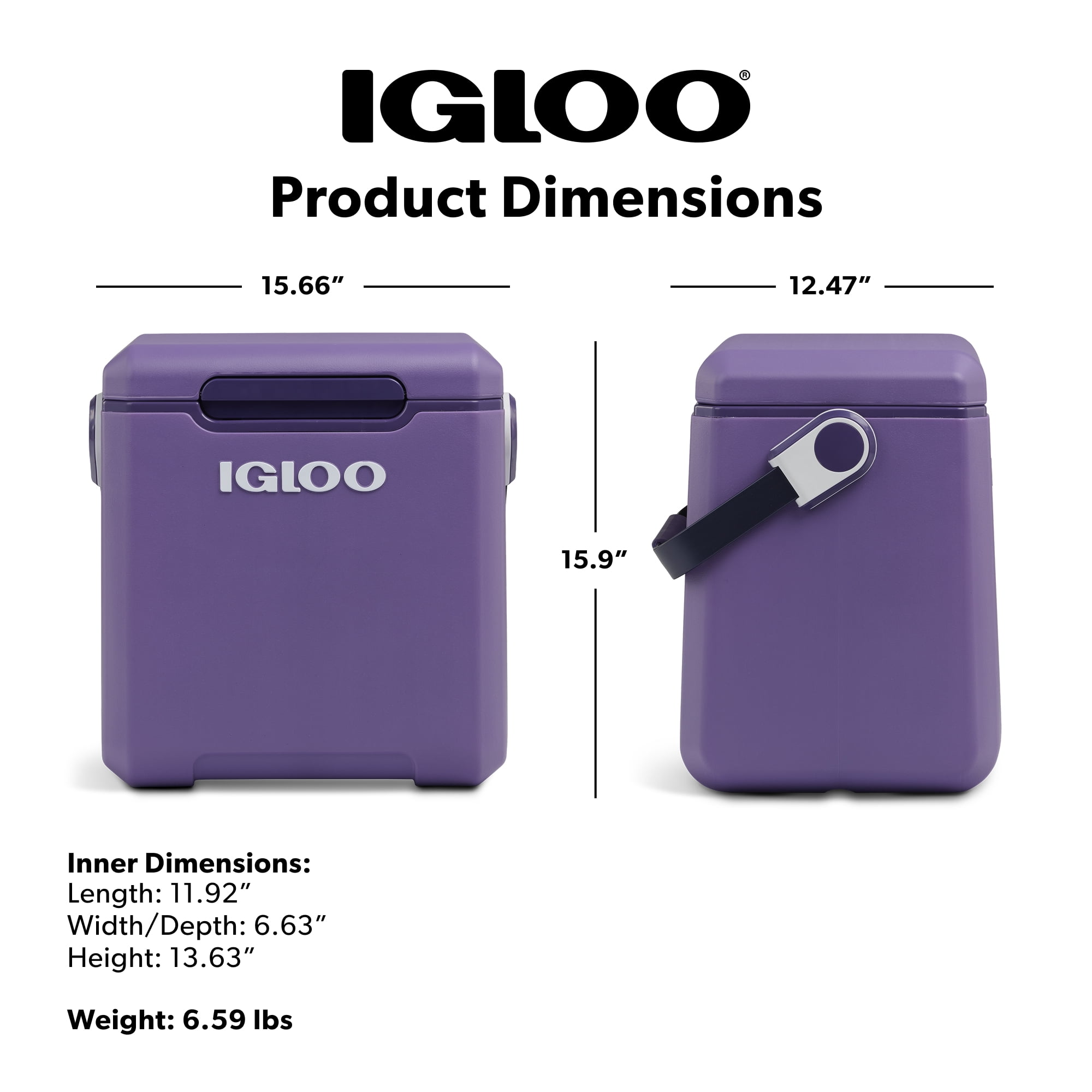 Igloo Tag-a-Long Too Highrise 19 QT Hard-Sided Cooler, Dusted Grape