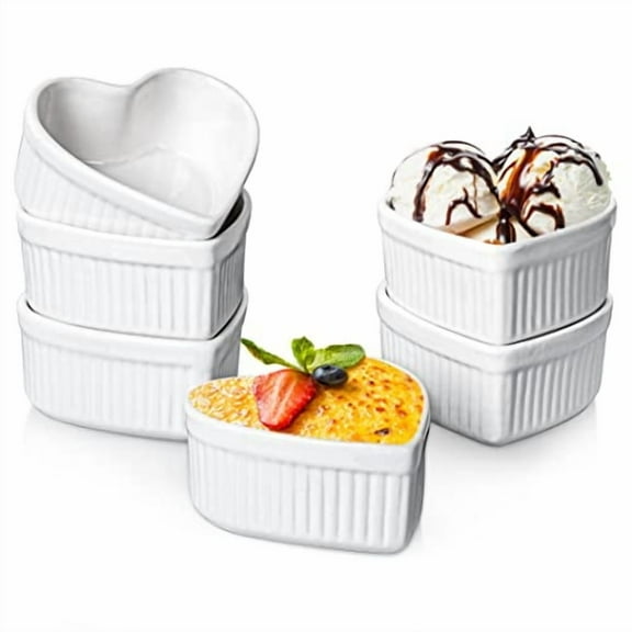 Creme Brulee Ramekins 6 Oz Oven Safe, Heart Shaped Ramekins