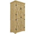 thumbnail image 2 of Outsunny Outdoor Storage Cabinet with Waterproof Metal Roof, Natural, 2 of 9