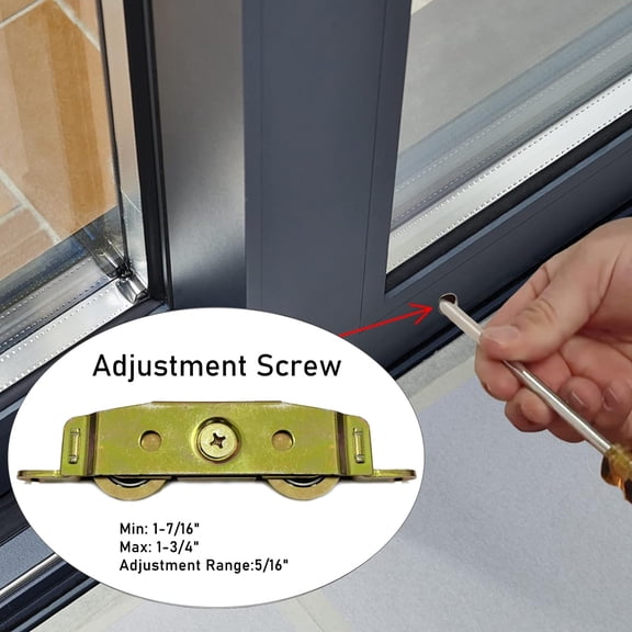 2 Pack Sliding Glass Door Rollers Replacement, 1-1/4" Steel Ball Bearing Patio Door Wheels, Heavy Duty Tandem Wheels Assembly for Andersen, Truth Part