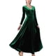 thumbnail image 1 of Vestido largo de terciopelo con mangas largas, vestido largo de fiesta con cuello en V, vestido elegante de manga larga para mujer, solución innovadora, 1 of 4