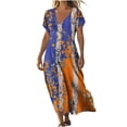 thumbnail image 2 of ClodeEU Women's Summer Short SleeveV Neck Flowy Maxi Dresses ,Casual Elegant Long Dresses Multicolor03,Womens Plus M, 2 of 5
