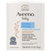 Aveeno Baby Eczema Therapy Soothing Bath Treatment, Oatmeal Fragrance-Free, Single Use Packets 3.75 oz x 5 pack Pack of 2