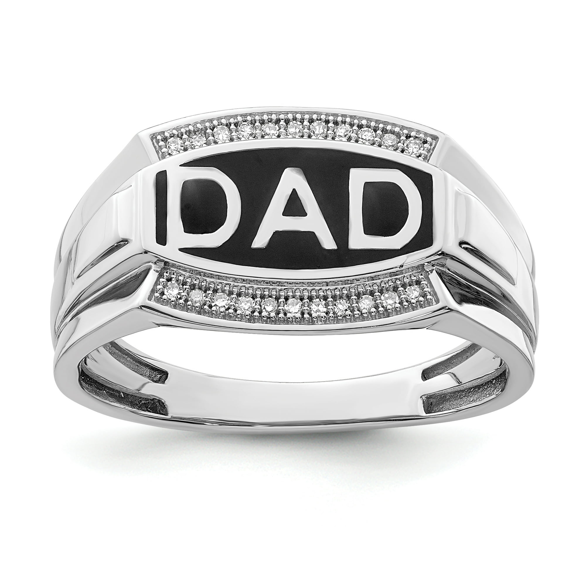 925 Sterling Silver Diamond Mens Dad Ring Man For Dad Mens For Him